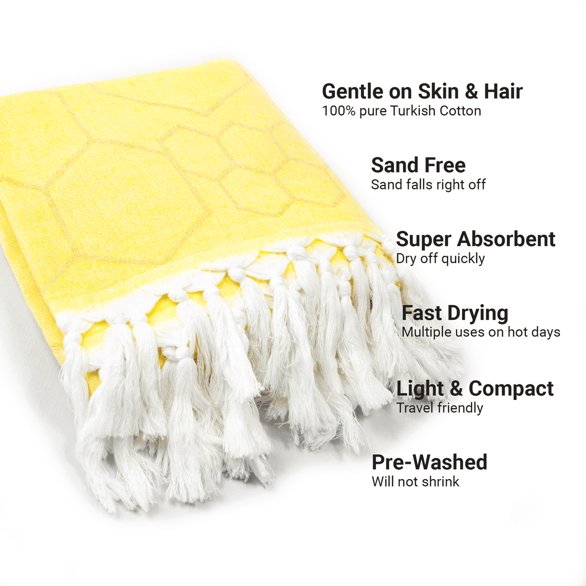 Turkish Body Towel in Honeycomb Yellow & Orange
